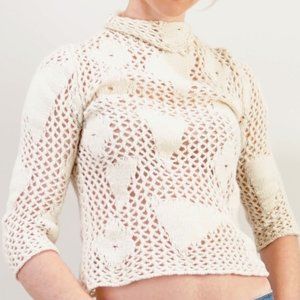 Net Weave Knitted Top in Cream